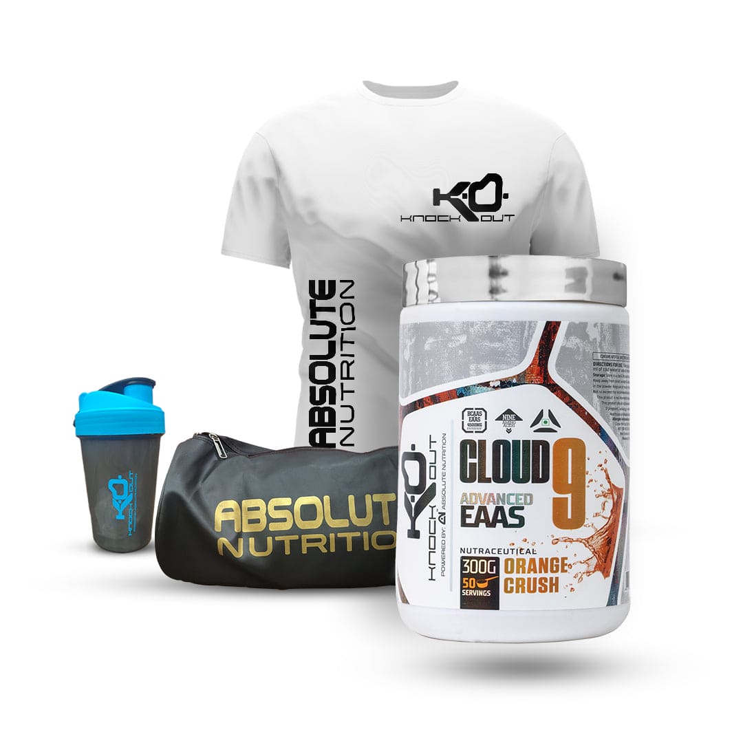 Cloud9 EAAs by Knockout + Gymbag + Tshirt + Shaker Combo - knockout by Absolute Nutrition